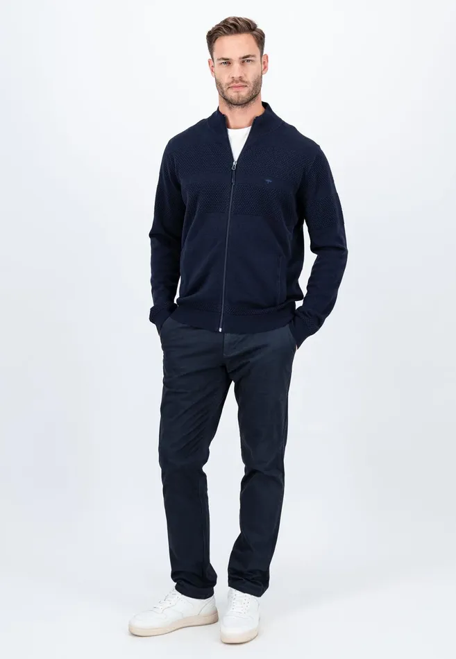 Sweater Men FYNCHHATTON Parting Jacket Made Of Cotton With Zipper Light Khakinavy