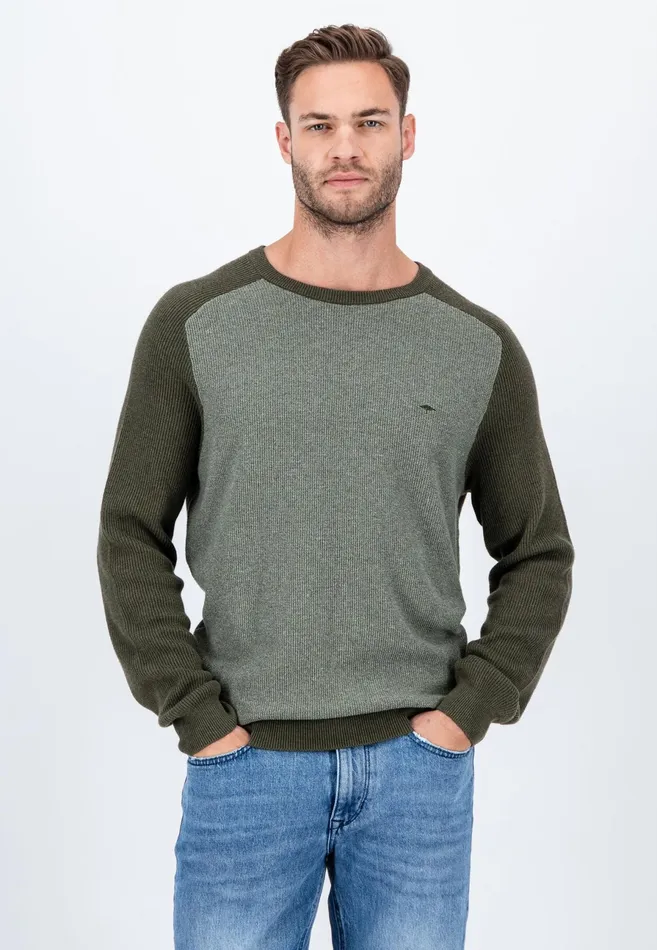 Sweater Men FYNCHHATTON Pullovers Made Of Cotton Twocolor Optics Dark Khakinavy Sweater Men FYNCHHATTON Pullovers Made Of Cotton Twocolor Optics Dark Khakinavy
