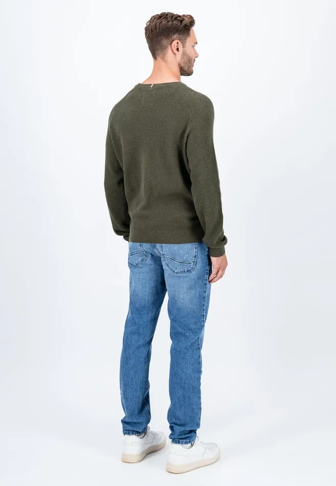 Sweater Men FYNCHHATTON Pullovers Made Of Cotton Twocolor Optics Dark Khakinavy
