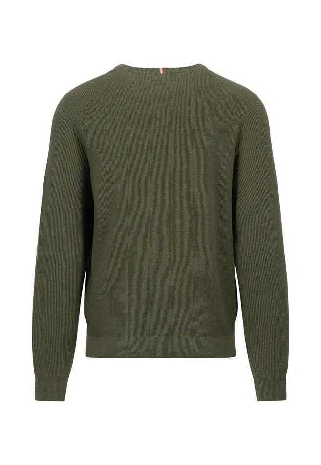 Sweater Men FYNCHHATTON Pullovers Made Of Cotton Twocolor Optics Dark Khakinavy