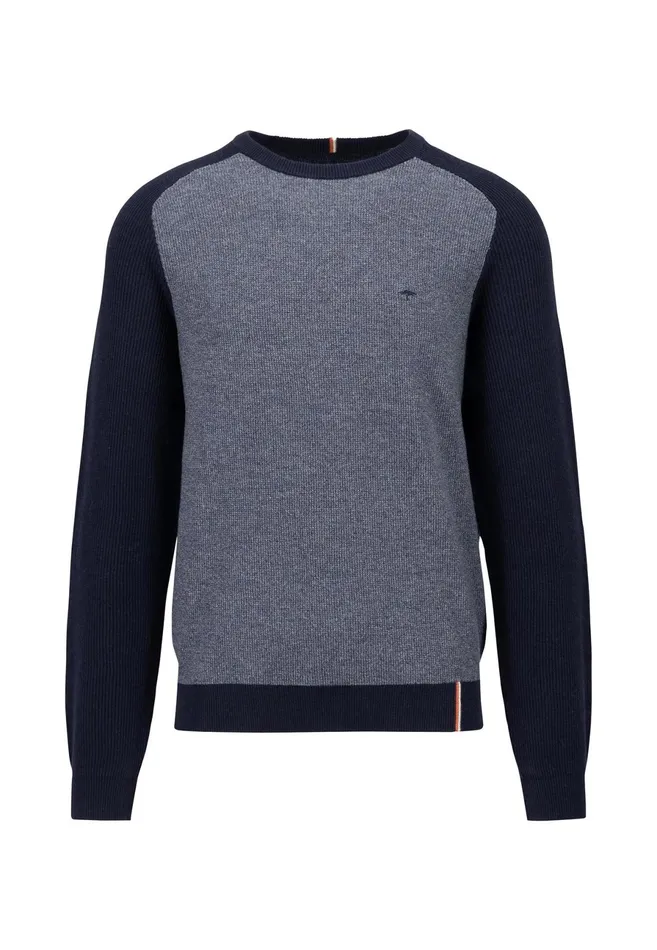 Sweater Men FYNCHHATTON Pullovers Made Of Cotton Twocolor Optics Dark Khakinavy
