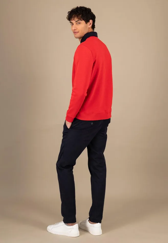 Sweater Men FYNCHHATTON Sweater With A Circular Neckline Poppy Rednew Offwhitenavy