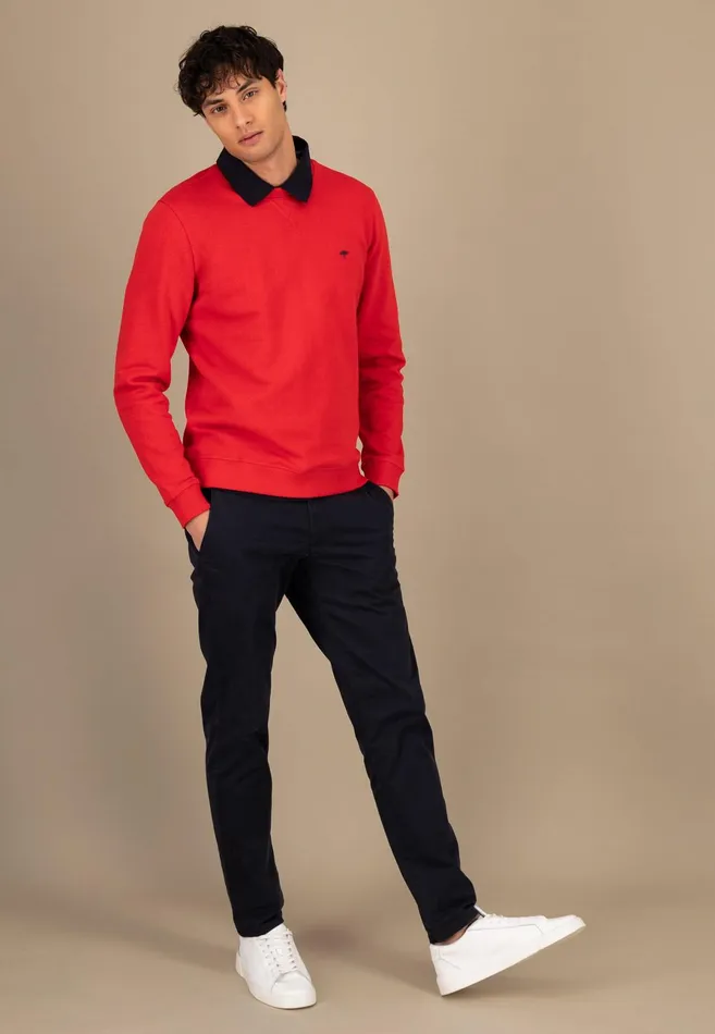 Sweater Men FYNCHHATTON Sweater With A Circular Neckline Poppy Rednew Offwhitenavy