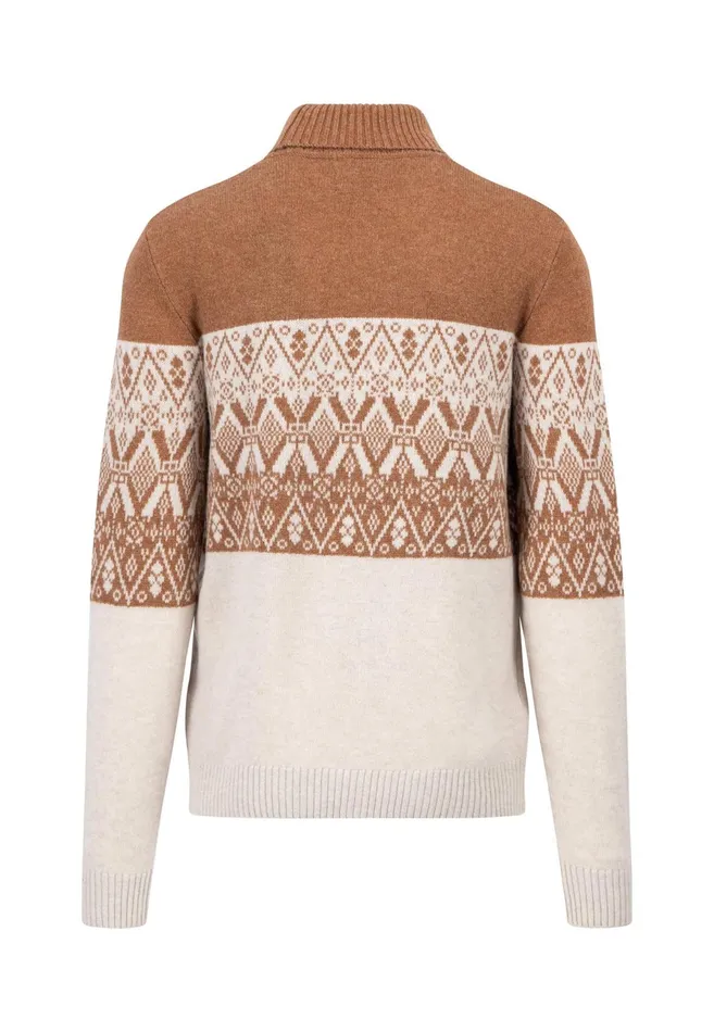 Sweater Men FYNCHHATTON Wool With Jacquard Knit Winter Whitenavy