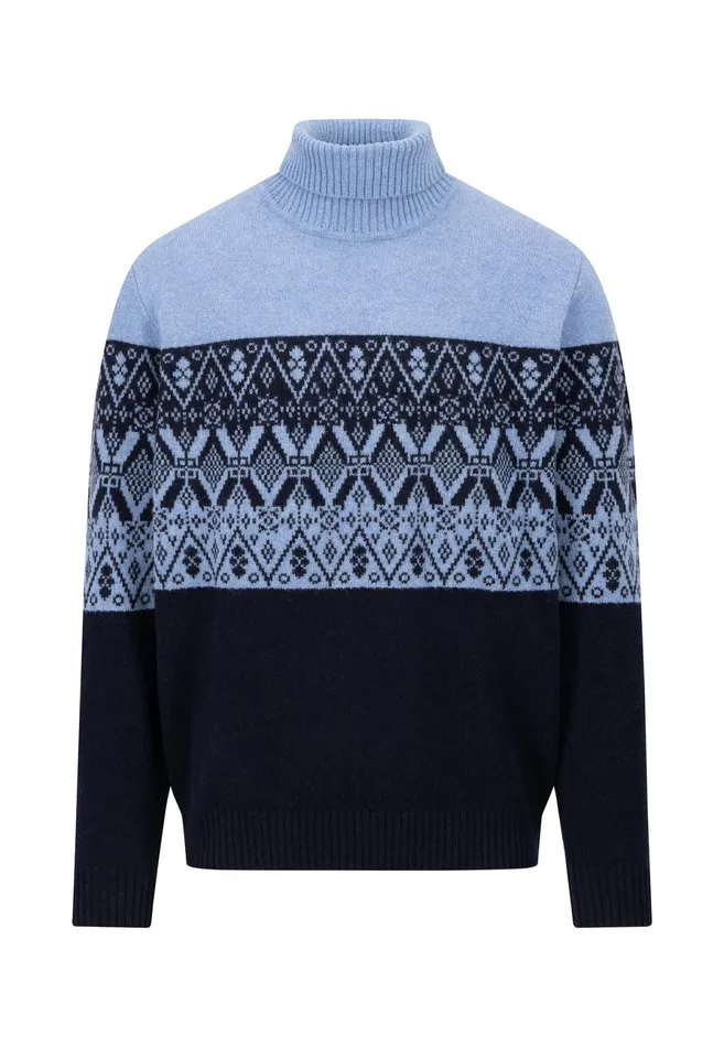 Sweater Men FYNCHHATTON Wool With Jacquard Knit Winter Whitenavy