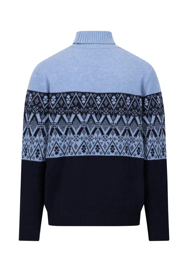 Sweater Men FYNCHHATTON Wool With Jacquard Knit Winter Whitenavy