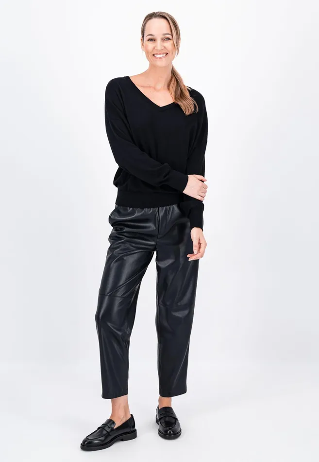 Sweater Women FYNCHHATTON Sweater With Silk Content And Vneckline Blackdusty Rosetaupe