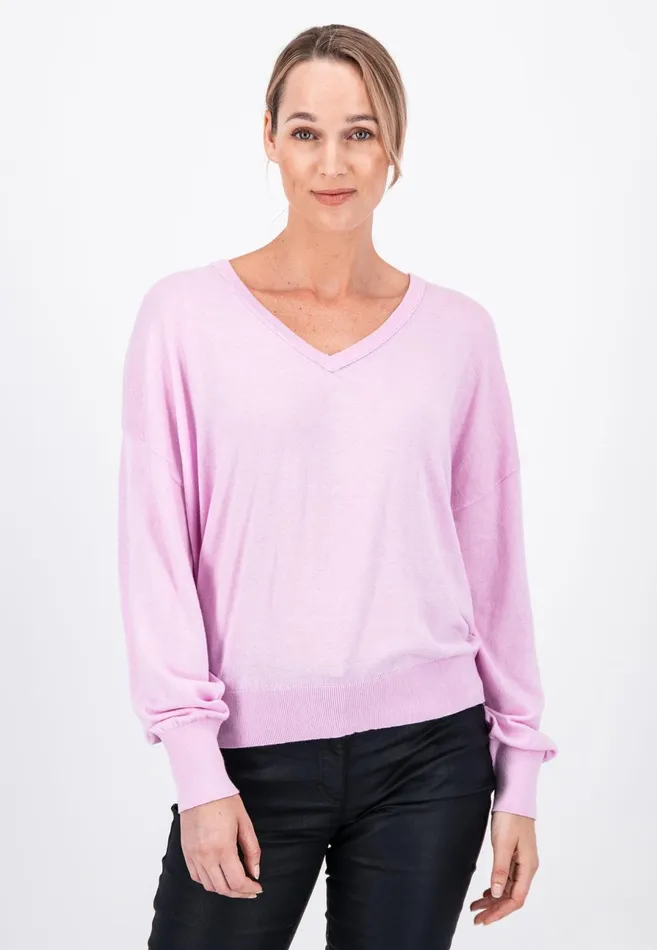 Sweater Women FYNCHHATTON Sweater With Silk Content And Vneckline Blackdusty Rosetaupe