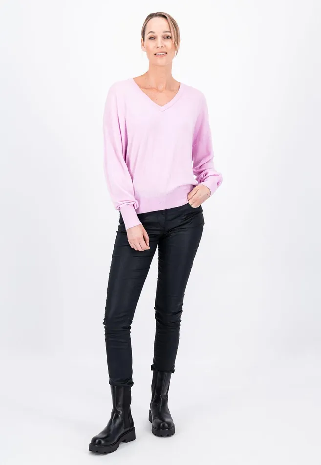 Sweater Women FYNCHHATTON Sweater With Silk Content And Vneckline Blackdusty Rosetaupe