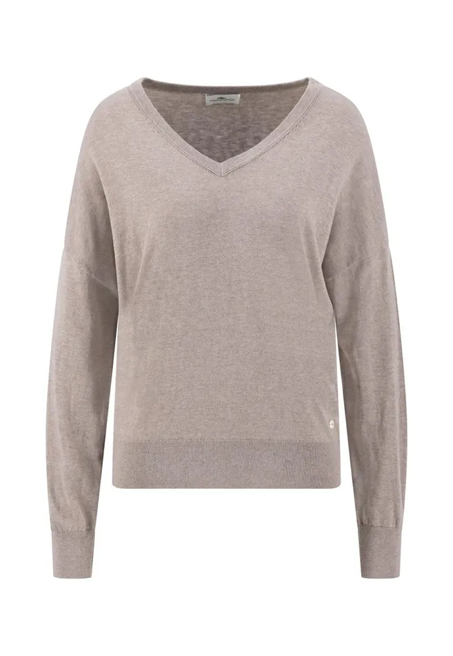 Sweater Women FYNCHHATTON Sweater With Silk Content And Vneckline Blackdusty Rosetaupe
