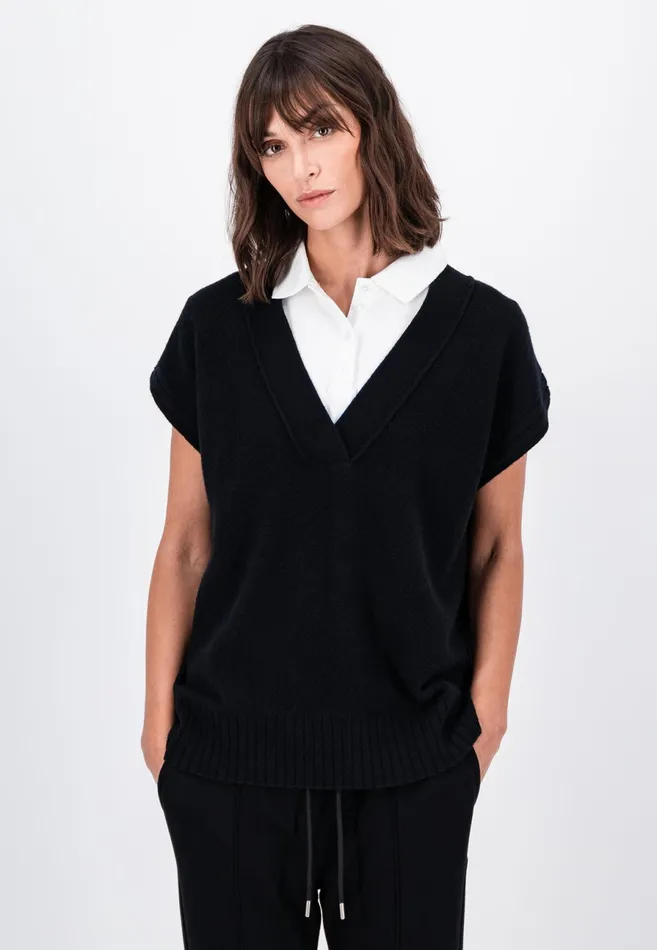 Sweater Women FYNCHHATTON Wool With Vneck Knitted Sweaters Black
