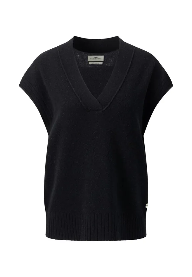 Sweater Women FYNCHHATTON Wool With Vneck Knitted Sweaters Black
