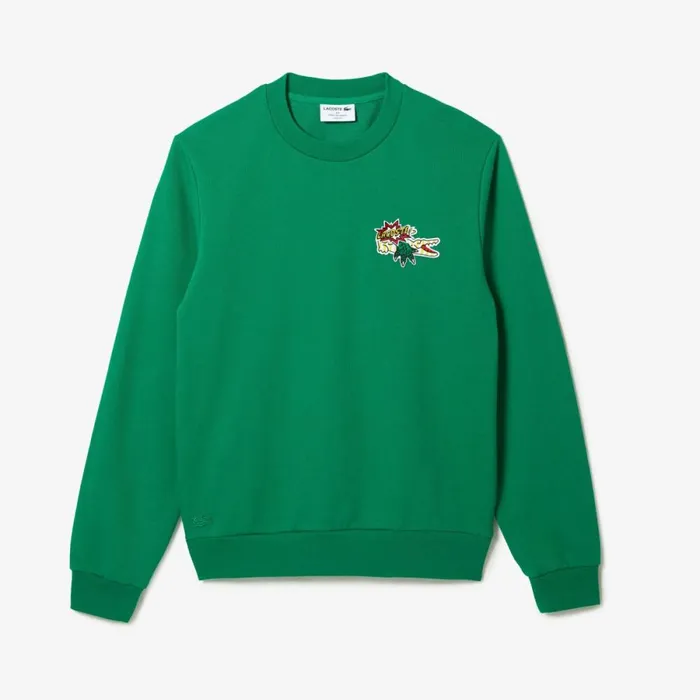 Sweaters and Sweatshirts Men Lacoste Men039s Badge Organic Cotton Sweatshirt Green Ldm