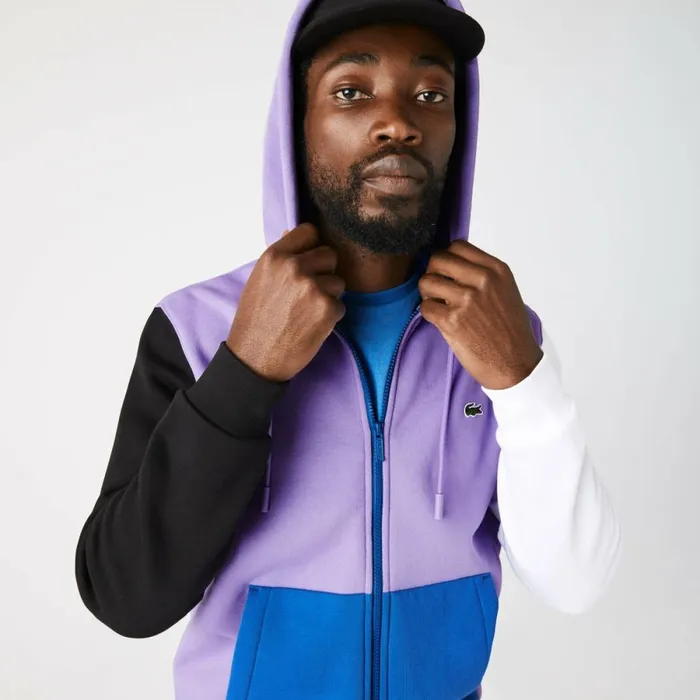 Sweaters and Sweatshirts Men Lacoste Men039s Classic Fit Colorblock ZipUp Hoodie Purple Black White Blue 896 Sweaters and Sweatshirts Men Lacoste Men039s Classic Fit Colorblock ZipUp Hoodie Purple Black White Blue 896