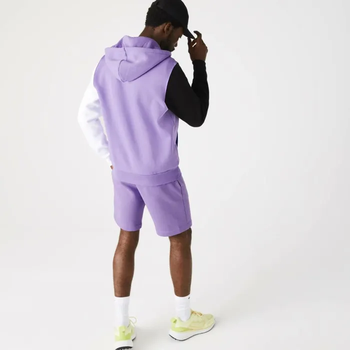 Sweaters and Sweatshirts Men Lacoste Men039s Classic Fit Colorblock ZipUp Hoodie Purple Black White Blue 896
