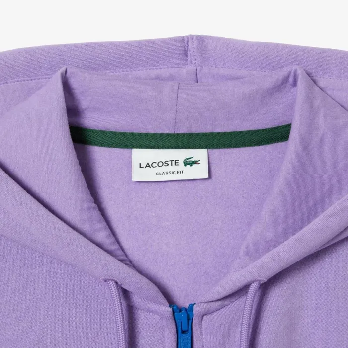 Sweaters and Sweatshirts Men Lacoste Men039s Classic Fit Colorblock ZipUp Hoodie Purple Black White Blue 896