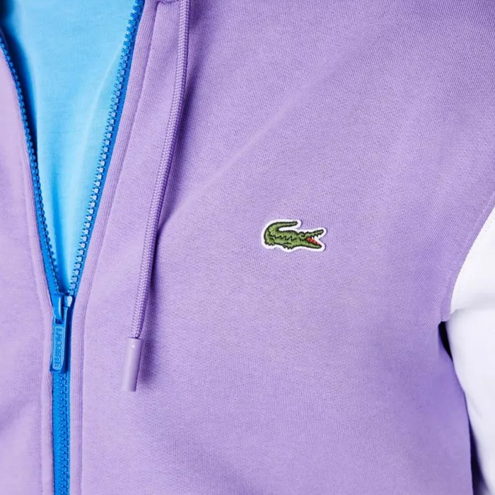 Sweaters and Sweatshirts Men Lacoste Men039s Classic Fit Colorblock ZipUp Hoodie Purple Black White Blue 896