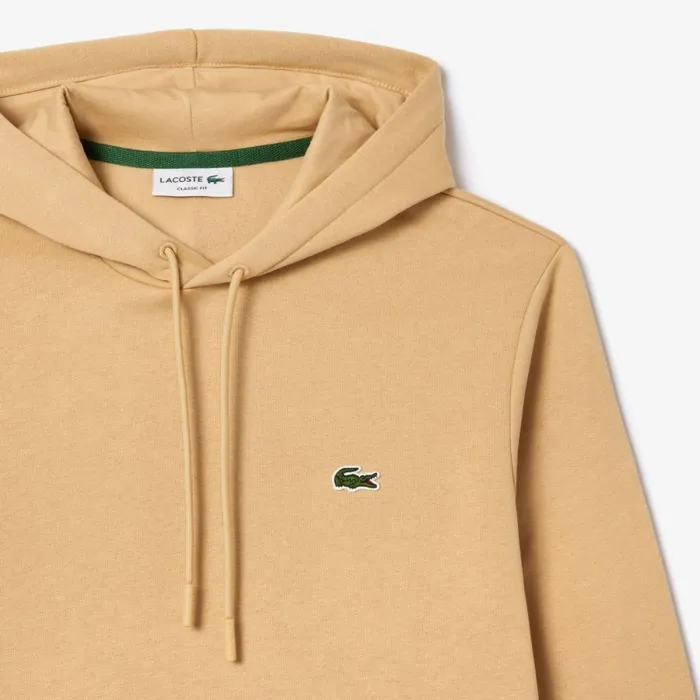Sweaters and Sweatshirts Men Lacoste Men039s Classic Fit Cotton Blend Hoodie Beige Ixq