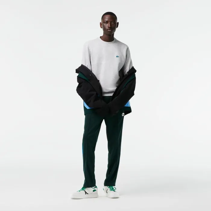 Sweaters and Sweatshirts Men Lacoste Men039s Classic Fit Speckled Print Fleece Sweatshirt Grey Chine 73v