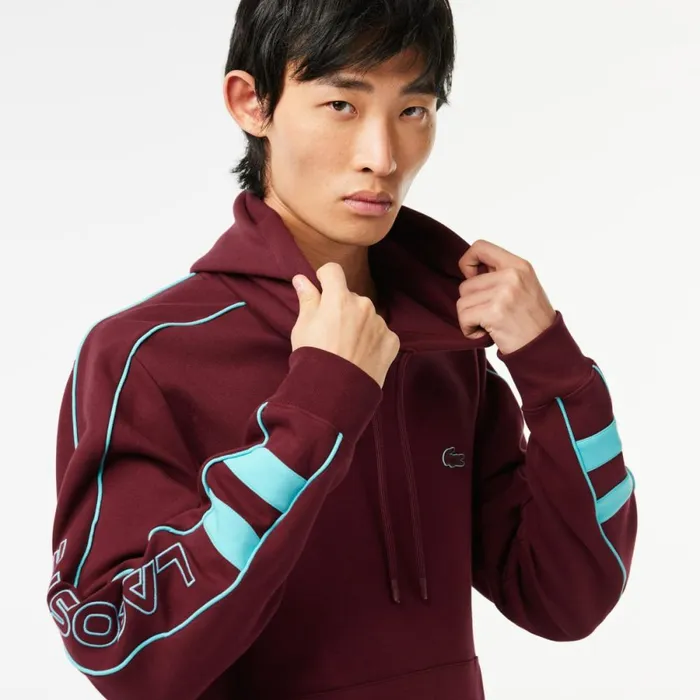 Sweaters and Sweatshirts Men Lacoste Men039s Contrast Details Hoodie Bordeaux Blue Ris