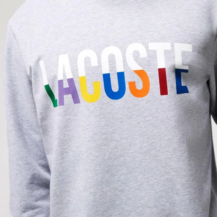 Sweaters and Sweatshirts Men Lacoste Men039s Cotton Fleece Lounge Sweatshirt Grey Chine White W9d