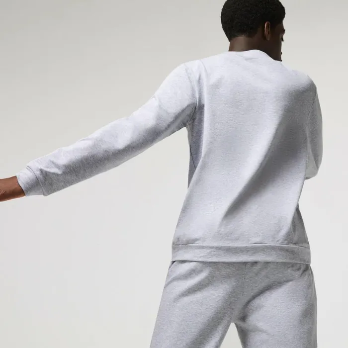 Sweaters and Sweatshirts Men Lacoste Men039s Cotton Fleece Lounge Sweatshirt Grey Chine White W9d