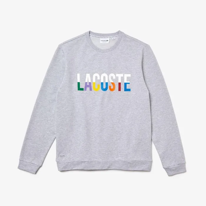 Sweaters and Sweatshirts Men Lacoste Men039s Cotton Fleece Lounge Sweatshirt Grey Chine White W9d