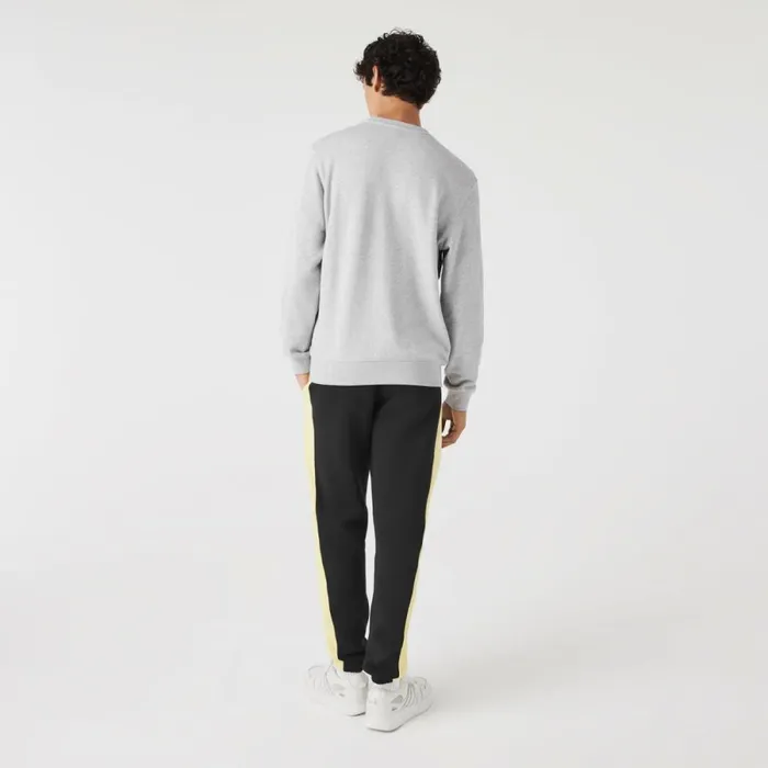 Sweaters and Sweatshirts Men Lacoste Men039s Crocodile Print Crew Neck Sweatshirt Grey Chine Cca