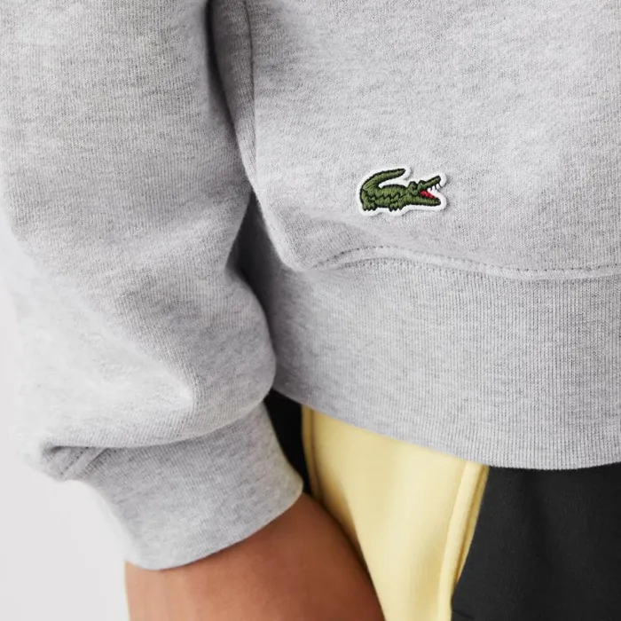 Sweaters and Sweatshirts Men Lacoste Men039s Crocodile Print Crew Neck Sweatshirt Grey Chine Cca