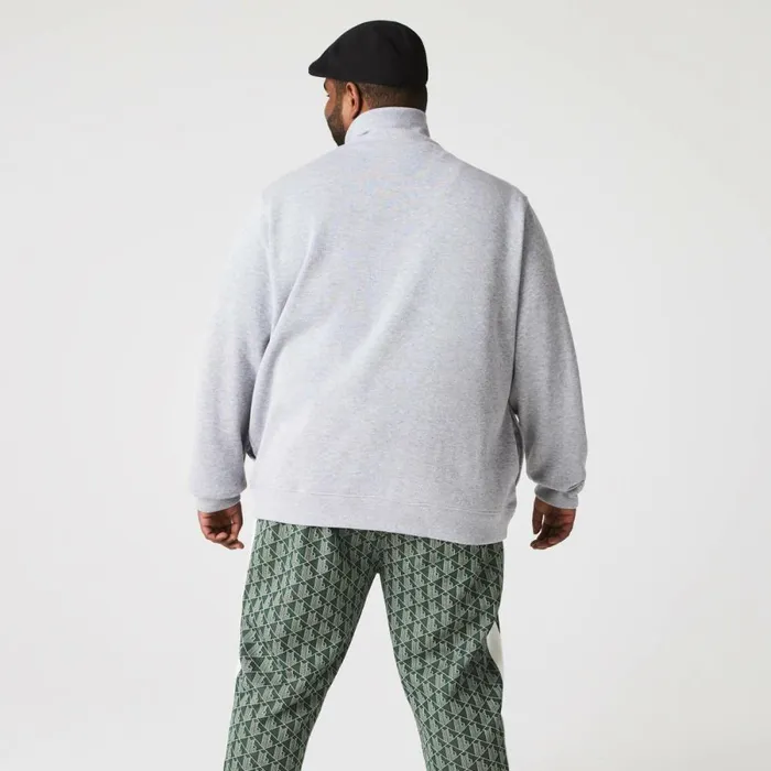 Sweaters and Sweatshirts Men Lacoste Men039s HalfZip Cotton Sweatshirt Grey Chine Cca