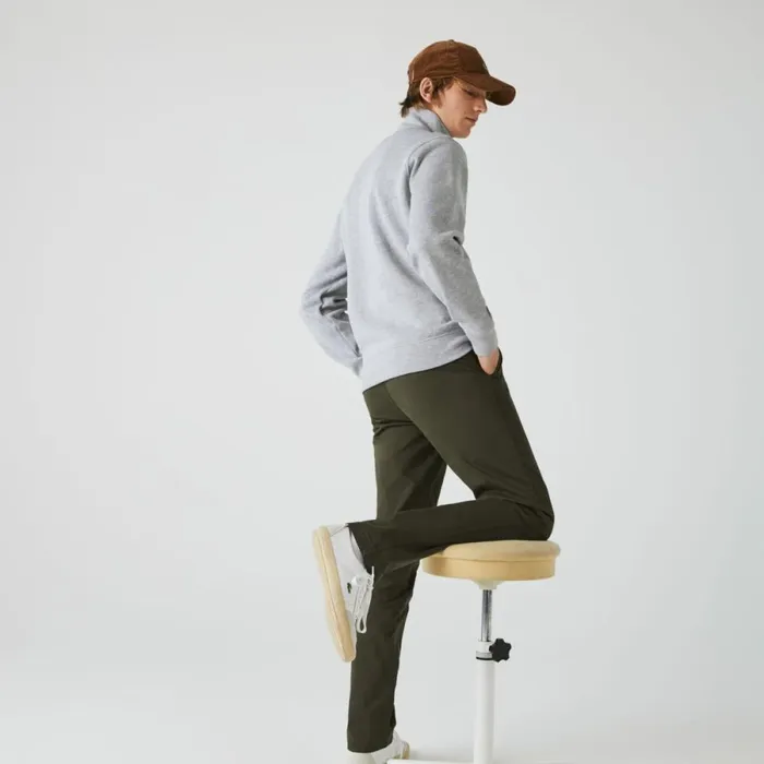 Sweaters and Sweatshirts Men Lacoste Men039s HalfZip Cotton Sweatshirt Grey Chine Cca