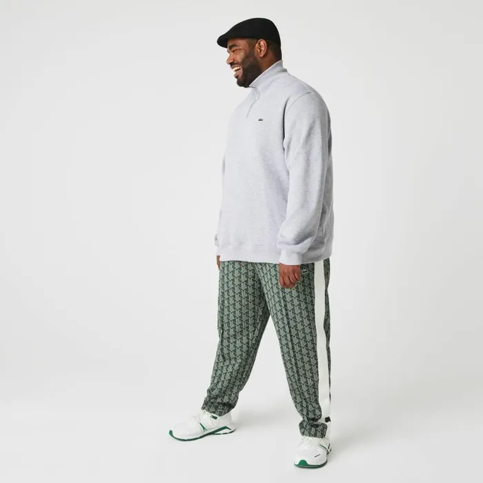 Sweaters and Sweatshirts Men Lacoste Men039s HalfZip Cotton Sweatshirt Grey Chine Cca