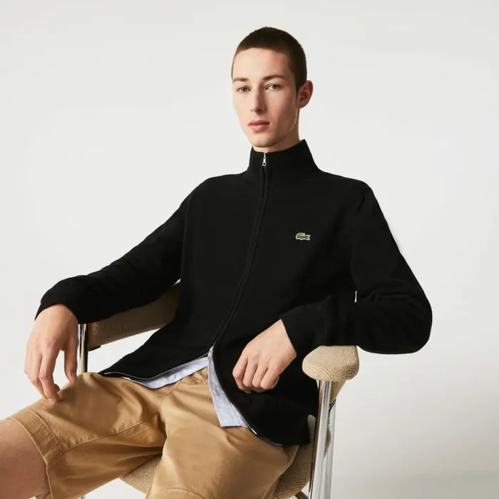 Sweaters and Sweatshirts Men Lacoste Men039s HighNeck Organic Cotton ZipUp Sweater Black 031 Sweaters and Sweatshirts Men Lacoste Men039s HighNeck Organic Cotton ZipUp Sweater Black 031