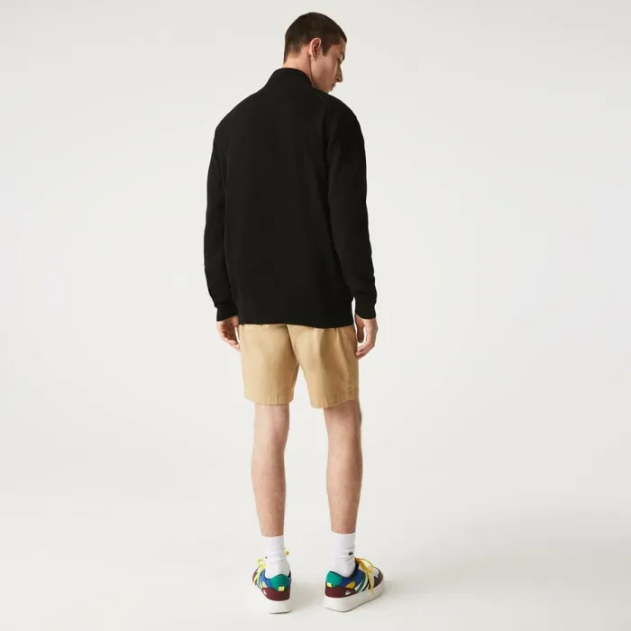 Sweaters and Sweatshirts Men Lacoste Men039s HighNeck Organic Cotton ZipUp Sweater Black 031