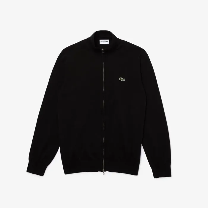 Sweaters and Sweatshirts Men Lacoste Men039s HighNeck Organic Cotton ZipUp Sweater Black 031