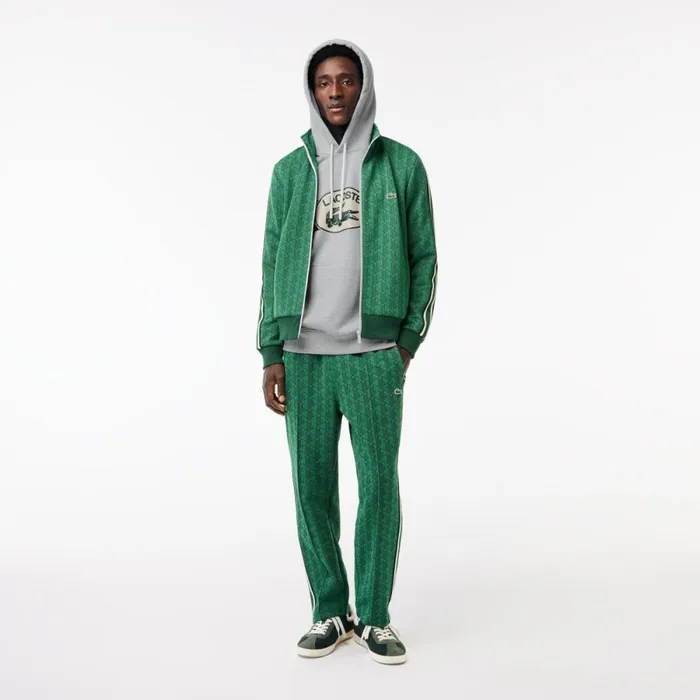 Sweaters and Sweatshirts Men Lacoste Men039s Loose Fit Monogram Hoodie Grey Chine Cca