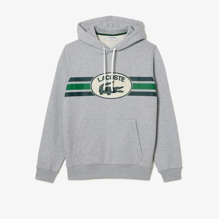 Sweaters and Sweatshirts Men Lacoste Men039s Loose Fit Monogram Hoodie Grey Chine Cca