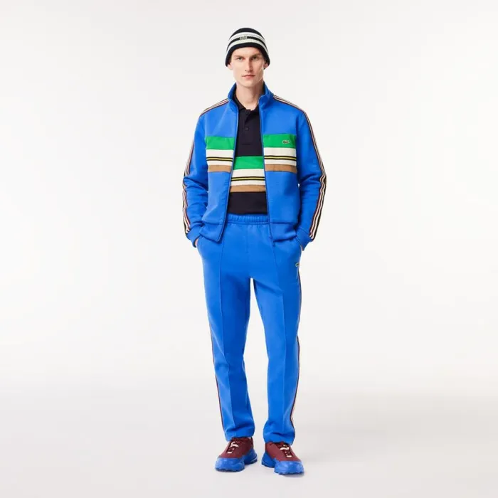 Sweaters and Sweatshirts Men Lacoste Men039s Made In France ZipUp Colorblock Sweatshirt Blue Siy
