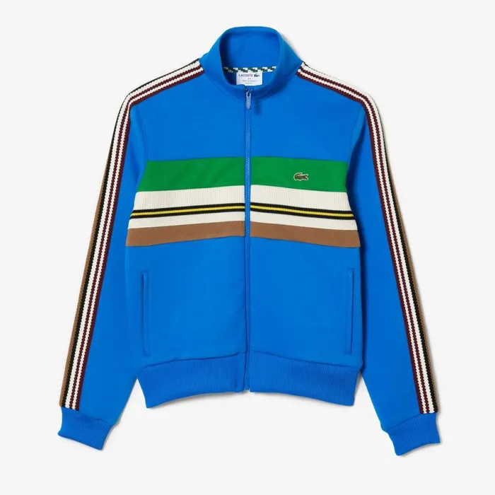 Sweaters and Sweatshirts Men Lacoste Men039s Made In France ZipUp Colorblock Sweatshirt Blue Siy