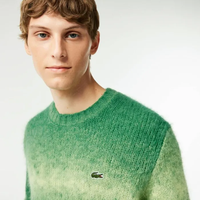 Sweaters and Sweatshirts Men Lacoste Men039s Ombr Effect Alpaca Wool Sweater Green White Pi0