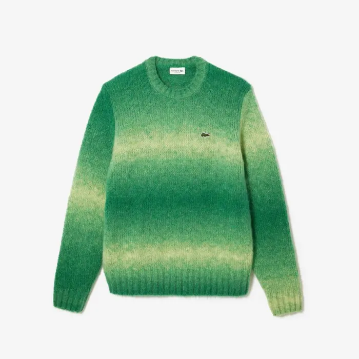 Sweaters and Sweatshirts Men Lacoste Men039s Ombr Effect Alpaca Wool Sweater Green White Pi0