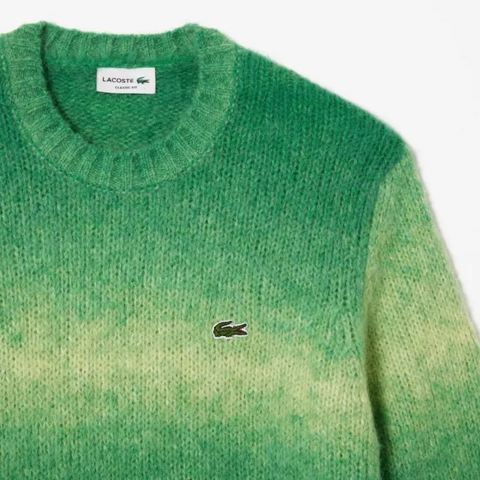 Sweaters and Sweatshirts Men Lacoste Men039s Ombr Effect Alpaca Wool Sweater Green White Pi0