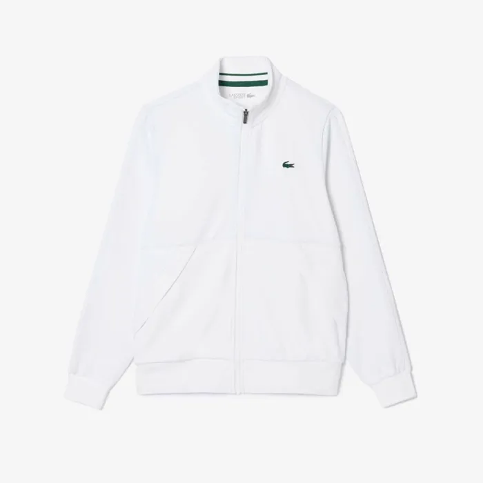 Sweaters and Sweatshirts Men Lacoste Men039s Recycled Fiber ZipUp Sport Sweatshirt White Z92
