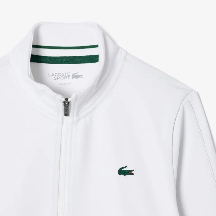 Sweaters and Sweatshirts Men Lacoste Men039s Recycled Fiber ZipUp Sport Sweatshirt White Z92
