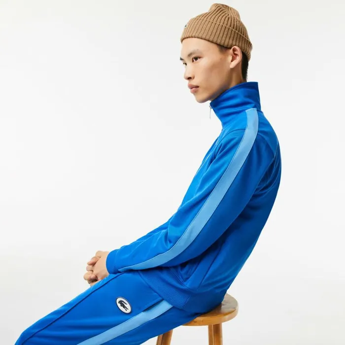 Sweaters and Sweatshirts Men Lacoste Men039s Regular Fit HighNeck ZipUp Sweatshirt Blue K1q