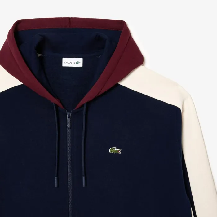 Sweaters and Sweatshirts Men Lacoste Men039s Tall Fit ZipUp Hoodie Navy Blue Bordeaux White Pig