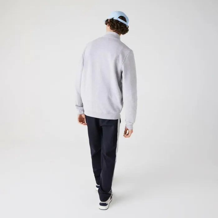 Sweaters and Sweatshirts Men Lacoste Men039s ZipUp Piqu Fleece Jacket Grey Chine Cca