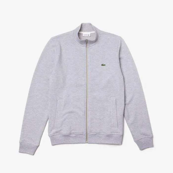 Sweaters and Sweatshirts Men Lacoste Men039s ZipUp Piqu Fleece Jacket Grey Chine Cca
