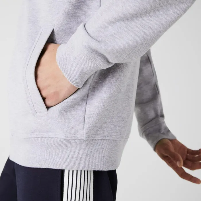 Sweaters and Sweatshirts Men Lacoste Men039s ZipUp Piqu Fleece Jacket Grey Chine Cca