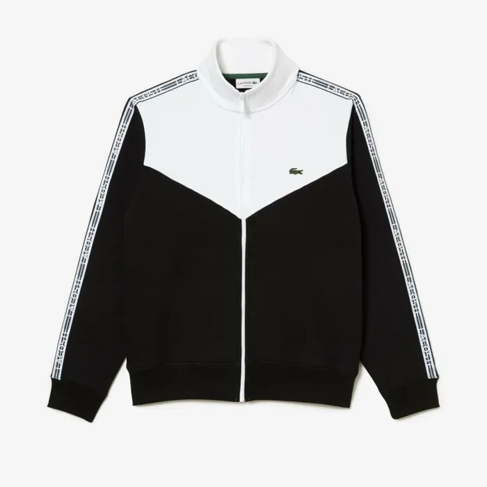 Sweaters and Sweatshirts Men Lacoste Mens Lacoste Classic Fit Colorblock Zipped Jogger Sweatshirt Black White 258